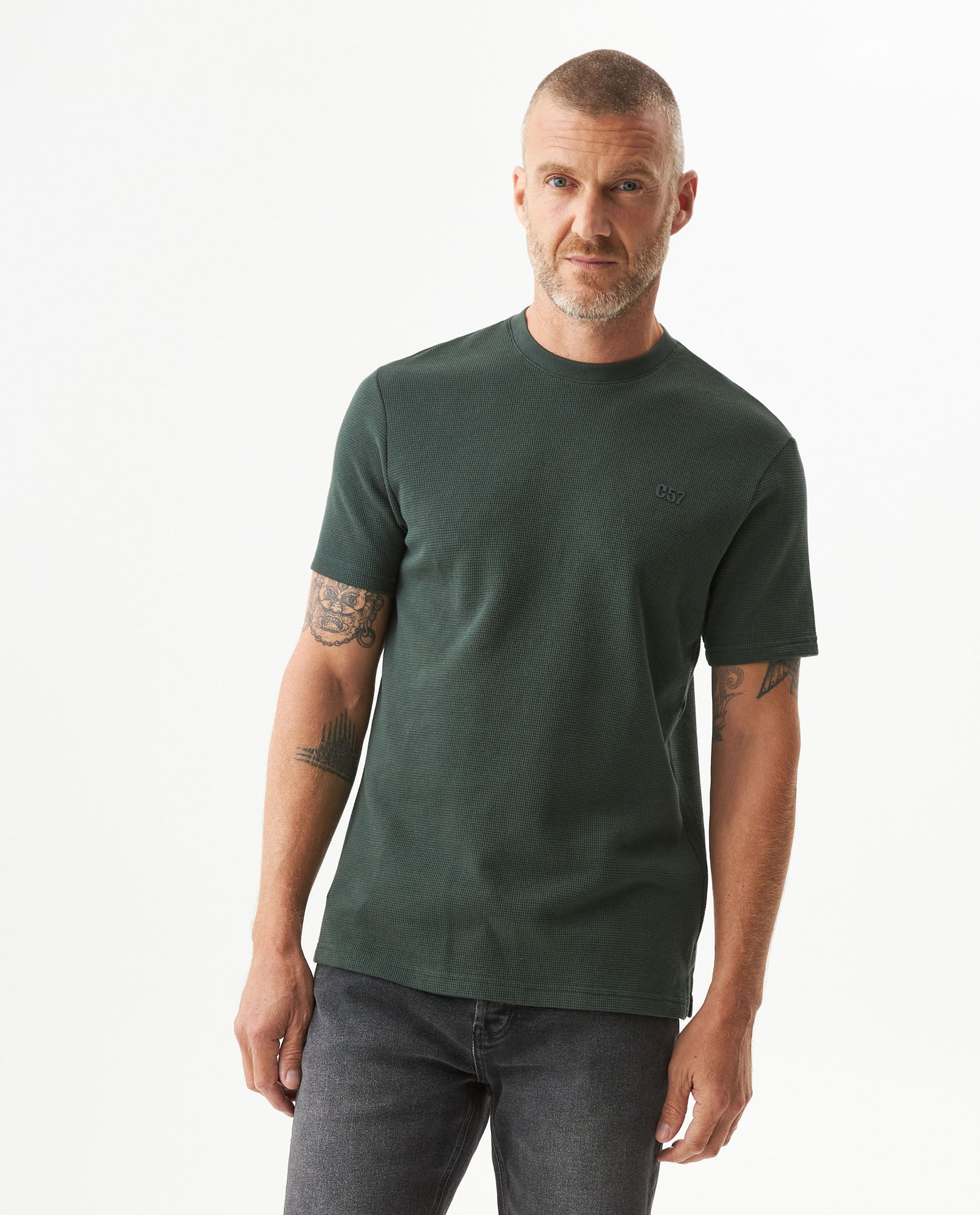 Men's Slim Fit Short Sleeve T-shirt in Cotton-Polyester Blend, Plaza - 2