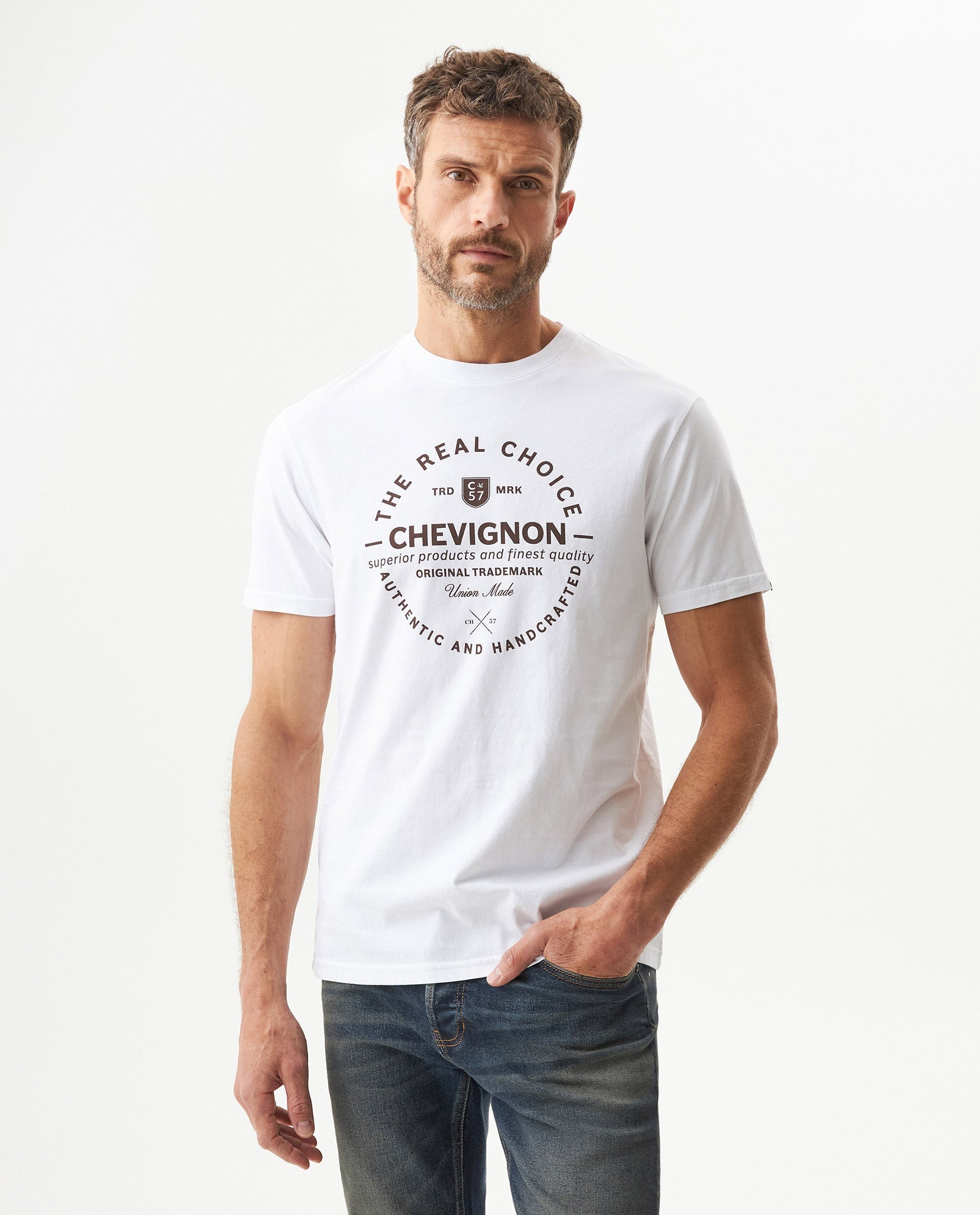 Men's Slim Fit Short Sleeve T-shirt in Cotton, Festive - 2