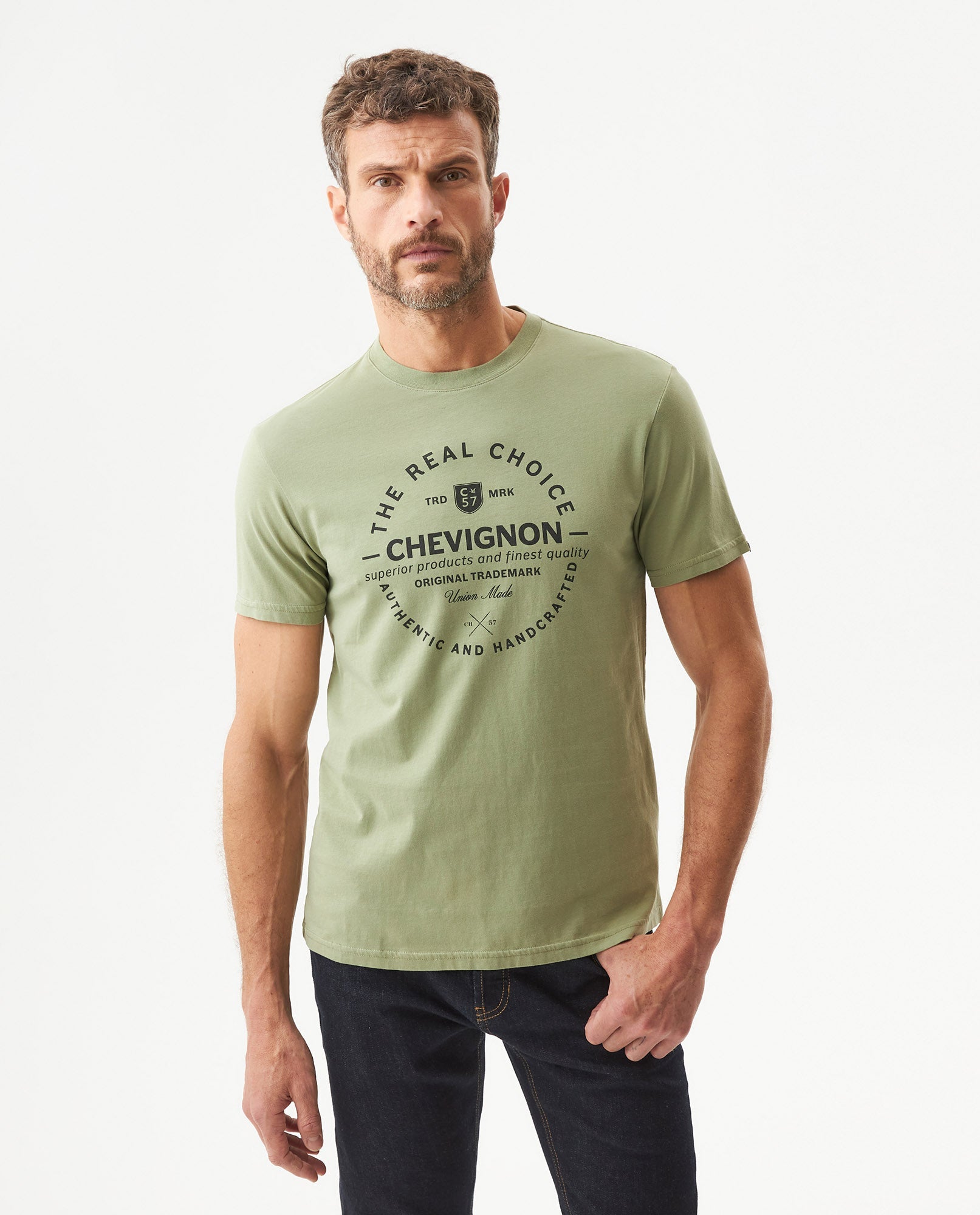 Men's Slim Fit Short Sleeve T-shirt in Cotton, Festive - 2