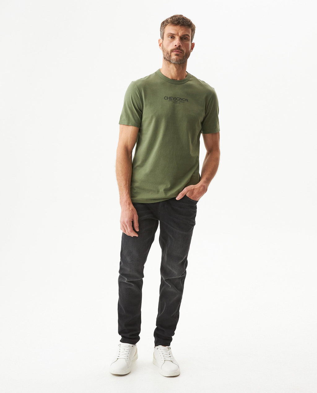 Men's Slim Fit Typographic Graphic T-shirt in Cotton, Seafront - 3